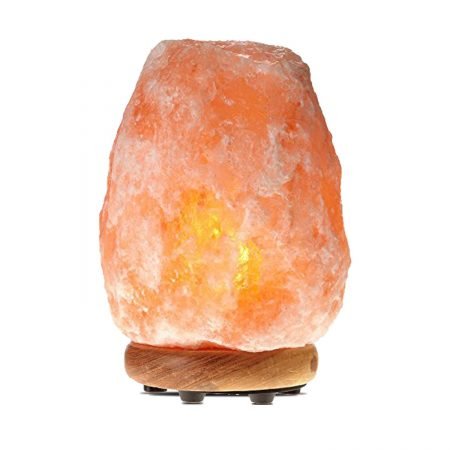 Pink Salt Lamp with Wood Base