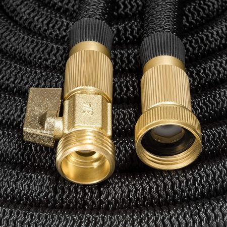 50ft Garden Hose - ALL NEW Expandable Water Hose with Double Latex Core, 3/4" Solid Brass Fittings, Extra Strength Fabric - Flexible Expanding Hose with Metal 8 Function Spray Nozzle by Hospaip