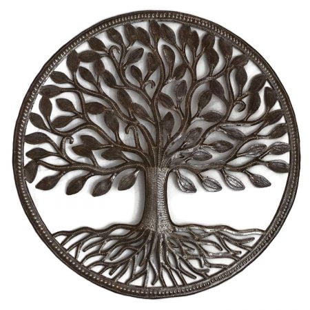 Steel Drum Organic Tree Life Recycled Metal Art from Haiti, Decorative Wall Hanging 23" X 23" Fair Trade Federation Certified