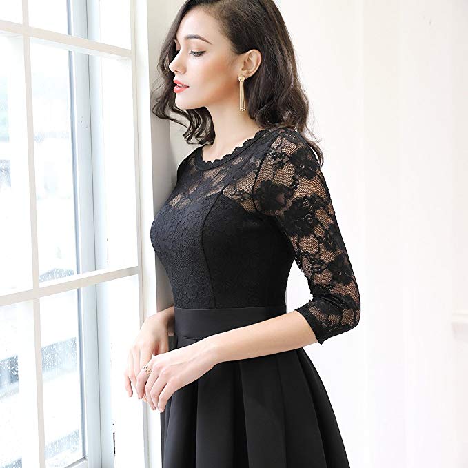 Vintage Floral Lace Bridesmaid Party Dress - Useful Tools Store