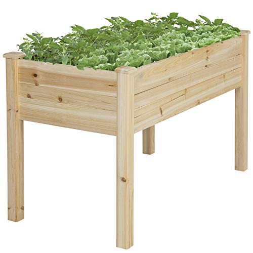 Best Choice Products 46x22x30in Raised Wood Planter Garden Bed Box Stand for Backyard, Patio - Natural
