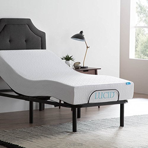 LUCID L100 Adjustable Bed Base - High Quality Steel Frame - 5 Minute Assembly - Head and Foot Incline - Wired Remote Control - Twin XL