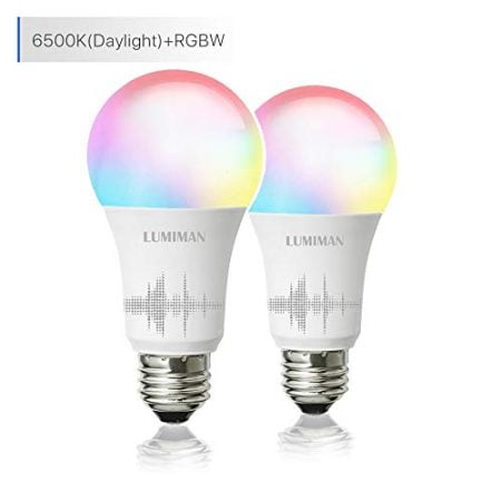 Smart WiFi Light Bulb, LED RGB Color Changing, Compatible with Amazon Alexa and Google Home Assistant, No Hub Required, A19 E26 Multicolor LUMIMAN 2 Pack