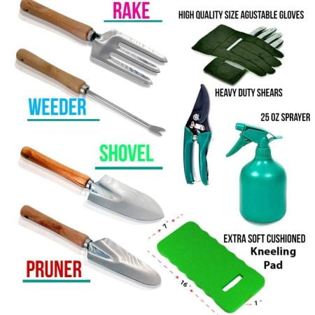scuddles-garden-tools-set-9-piece-heavy-duty-gardening-tools-with-storage-organizer-ergonomic-hand-digging-weeder-rake-shovel-trowel-sprayer-gloves-gift-for-men-women-garden-tools-with-mat