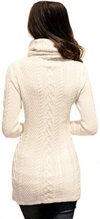 Women Polo Neck Knit Stretchable Elasticity Long Sleeve Slim Sweater Jumper