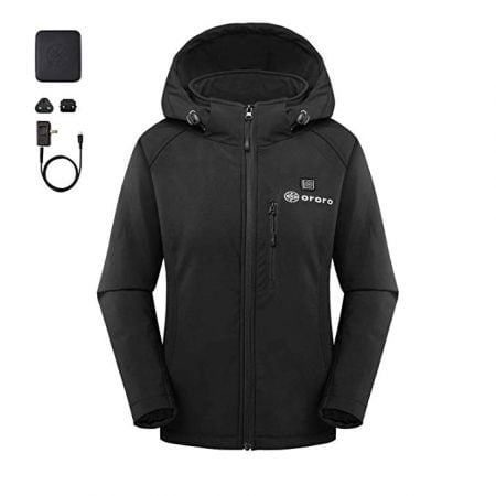 Women's Heated Jacket with Battery Pack and Detachable Hood