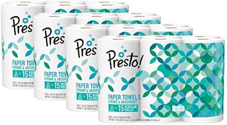 Amazon Brand - Presto! Flex-a-Size Paper Towels, Huge Roll, 24 Count = 60 Regular Rolls