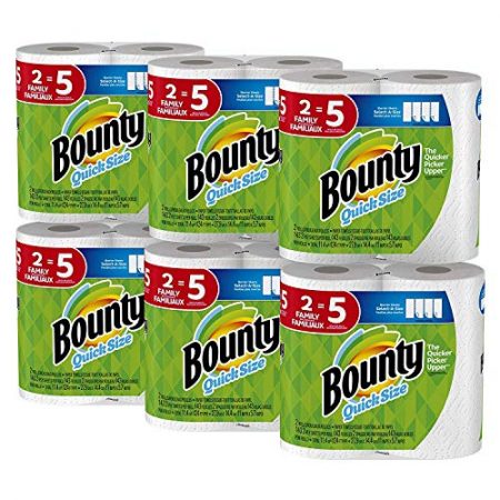 Bounty Quick-Size Paper Towels, White, Family Rolls, 12 Count (Equal to 30 Regular Rolls)