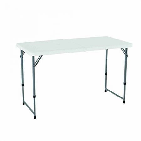 Lifetime 4428 Height Adjustable Folding Utility Table, 48 by 24 Inches, White Granite