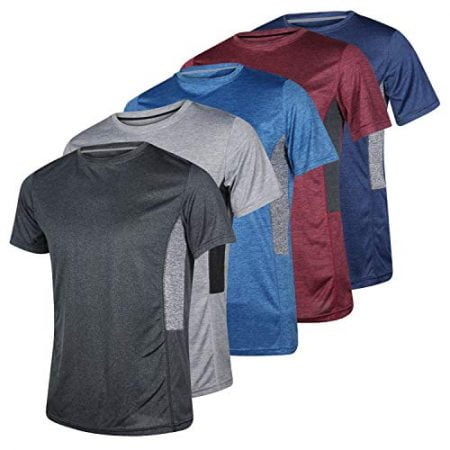 Men's Quick Dry Fit/Dri-Fit Short Sleeve Active Wear Training Athletic Tech Essentials Crew T-Shirt Fitness Gym Top - 5 Pack,Set 6-S