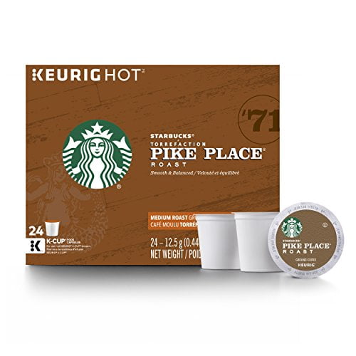 Starbucks Pike Place Roast Medium Roast Single Cup Coffee for Keurig Brewers, 4 boxes of 24 (96 total K-Cup pods)