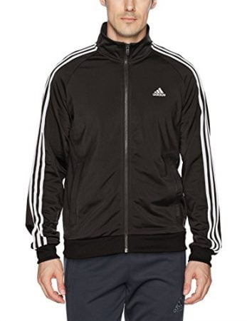 adidas Men's Essentials 3-Stripe Tricot Track Jacket, Black/White, XXX-Large