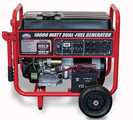 All Power America 10000 Watt Dual Fuel Generator w/ Electric Start, APGG10000GL 10000W Gas/Propane Portable Generator, Red/Black