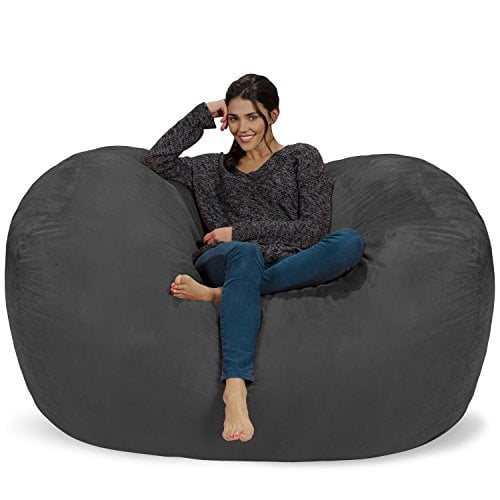 Chill Sack Bean Bag Chair: Huge 6' Memory Foam Furniture Bag and Large Lounger - Big Sofa with Soft Micro Fiber Cover - Charcoal