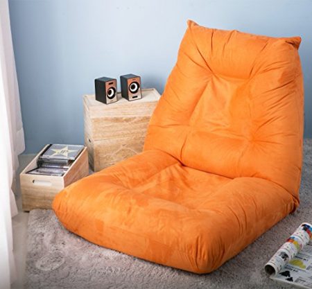 LZ LEISURE ZONE Adjustable 5-Position Folding Floor Chair Lazy Sofa Cushion Gaming Chair (Orange)