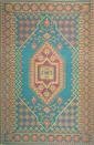 Mad Mats Oriental Turkish Indoor/Outdoor Floor Mat, 6 by 9-Feet, Aqua