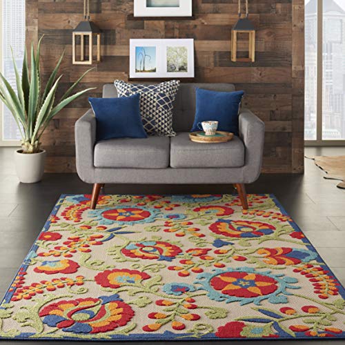 Nourison Aloha  Multicolor Indoor/Outdoor Area Rug  5 feet 3 Inches by 7 Feet 5 Inches, 5'3"X7'5"