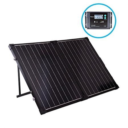 Renogy 100 Watt 12 Volt Monocrystalline Off Grid Portable Foldable 2Pcs 50W Solar Panel Suitcase Built-in Kickstand with Waterproof 20A Charger Controller