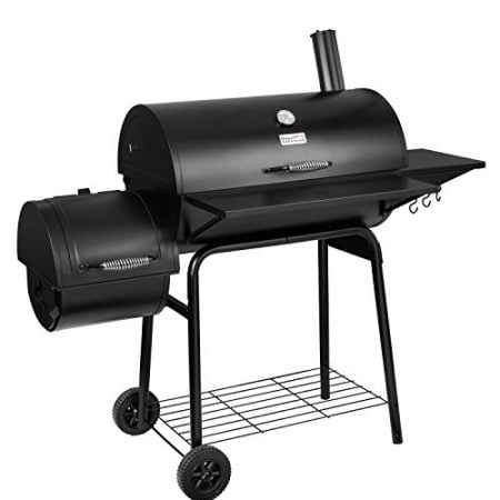 Royal Gourmet BBQ Charcoal Grill and Offset Smoker, 30'' L, 800 Square Inch, Outdoor for Camping, Black