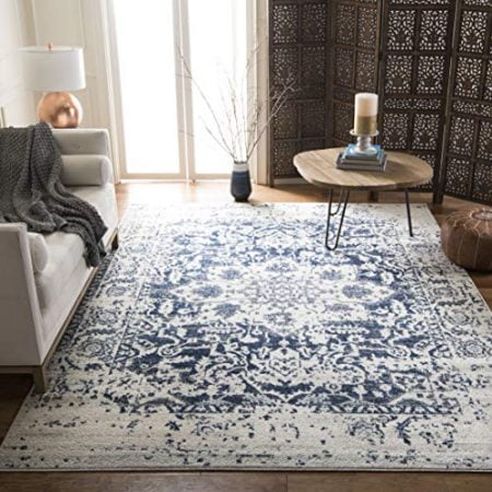 Safavieh Madison Collection MAD603D Cream and Navy Distressed Medallion Area Rug (8' x 10')