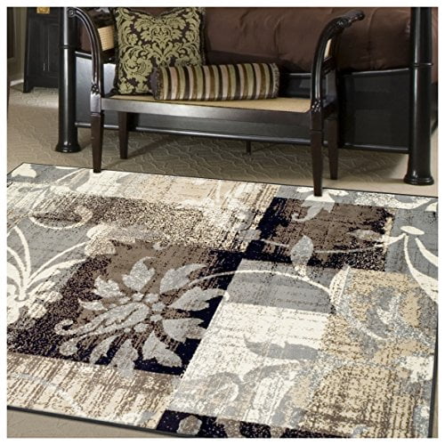 Superior Pastiche Collection Area Rug, 8mm Pile Height with Jute Backing, Chic Geometric Floral Patchwork Design, Fashionable and Affordable Woven Rugs - 8' x 10' Rug