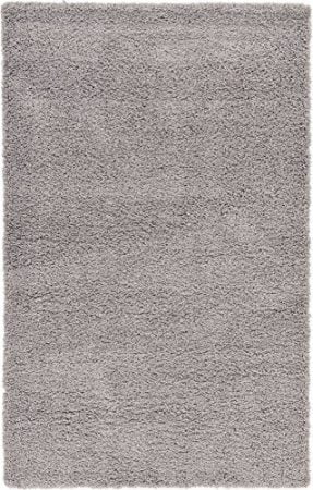 Unique Loom Solo Solid Shag Collection Modern Plush Cloud Gray Area Rug (5' x 8')