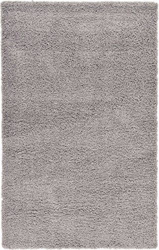 Unique Loom Solo Solid Shag Collection Modern Plush Cloud Gray Area Rug (5' x 8')