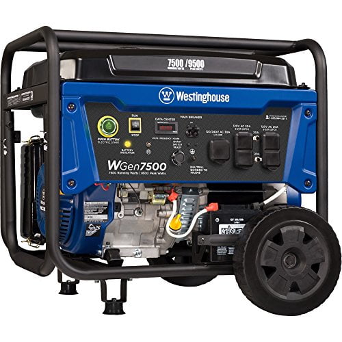 Westinghouse WGen7500 Portable Generator with Remote Electric Start - 7500 Rated Watts & 9500 Peak Watts - Gas Powered - CARB Compliant - Transfer Switch Ready