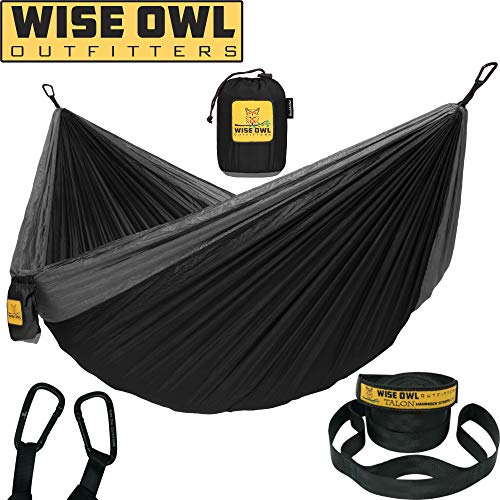 Wise Owl Outfitters Hammock Camping Double & Single with Tree Straps - USA Based Hammocks Brand Gear, Indoor Outdoor Backpacking Survival & Travel, Portable