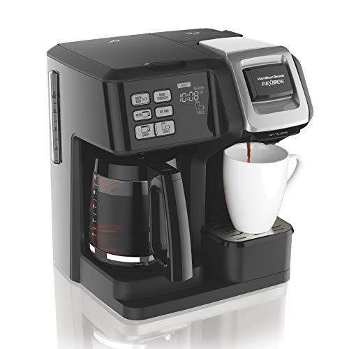 Hamilton Beach 49976 FlexBrew Coffee Maker, Single Serve & Full Pot, Compatible with K-Cup Pods or Grounds, Programmable, Black (49976)