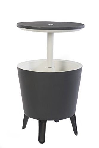 Keter Cool Bar Modern Smooth Style with Legs Outdoor Patio Table with 7.5 Gallon Beer Cooler, Grey