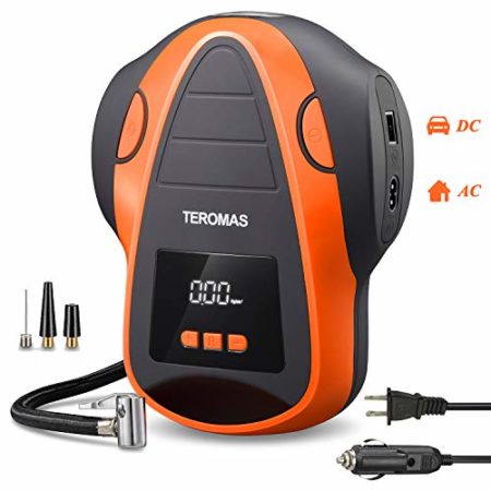 TEROMAS Tire Inflator Air Compressor, Portable DC/AC Air Pump for Car Tires 12V DC and Other Inflatables at Home 110V AC, Digital Electric Tire Pump with Pressure Gauge