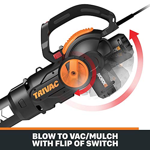 WORX WG512 Trivac 2.0 Electric 12-amp 3-in-1 Vacuum Blower/Mulcher/Vac, Black and Orange