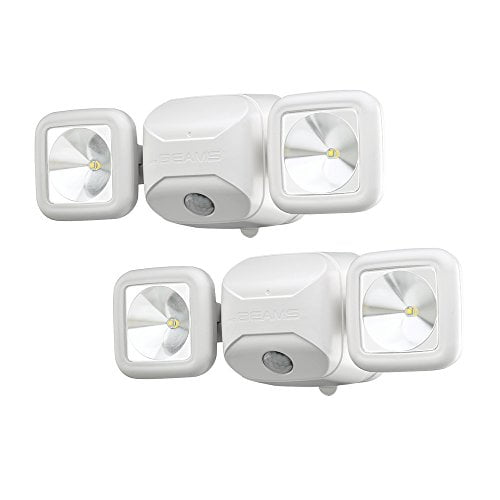 Mr. Beams MB3000 High Performance Wireless Battery Powered Motion Sensing Led Dual Head Security Spotlight, 500 Lumens, White, 2 Pack
