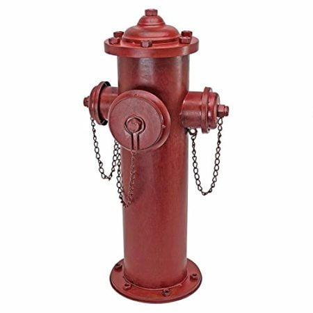 Design Toscano DC122012 Fire Hydrant Statue Puppy Pee Post and Pet Storage Container, Large, full color
