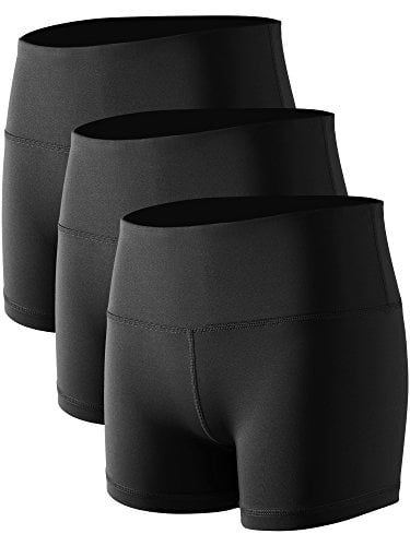 CADMUS Women's Stretch Fitness Running Shorts with Pocket,3 Pack,05,Black,Medium