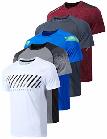 5 Pack Men’s Active Quick Dry Crew Neck T Shirts | Athletic Running Gym Workout Short Sleeve Tee Tops Bulk (Edition 2, XXX-Large)
