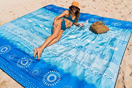 OCOOPA Beach Blanket Marine Life Series, 10'X 9' Extra Large, Soft and Durable Material, Sand Free Waterproof, Light Weight and Portable, Perfect for Travel Camping, Beach Vocation, Bohemia