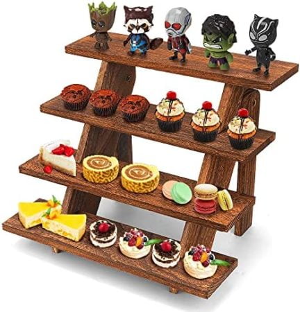 Wooden Display Stand Wood Cupcake Stands Tool Free, Rustic Risers For Display Ideal Craft Funko Pop Shelves, Table Display Stand For Vendors, Farmhouse Cupcake Stand For 24 Cupcakes, Wood Riser