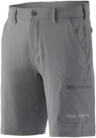HUK Men's Standard Next Level Quick-Drying Performance Fishing Shorts, Overcast Grey, Large