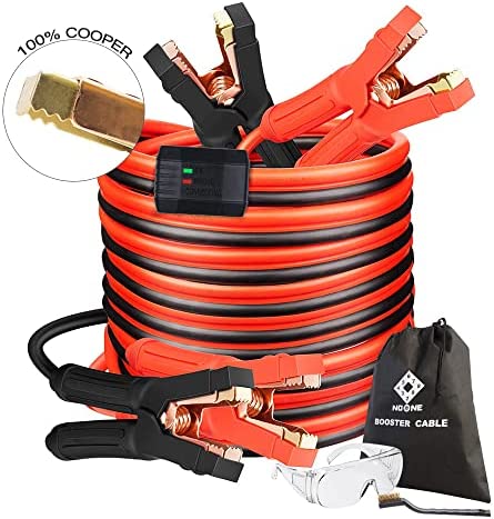 Jumper Cables, Heavy Duty Booster Cables 0 Gauge 25Feet (0AWG x 25Ft) 1000Amp with Goggles Gloves Cleaning Brush in Carry Bag