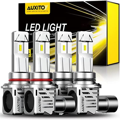 AUXITO 9005 9006 LED Headlight Bulbs Combo for High Low Beam Replacement, 24000LM 6500K Cool White, Wireless Headlight LED Bulbs, Pack of 4