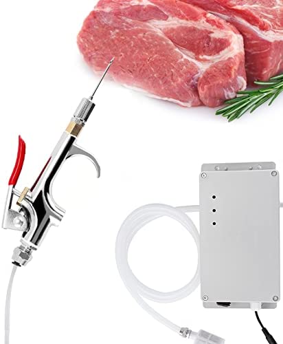 Meat Injector Gun Pump with Hose, Stainless Steel Electric Marinade Injector 70W Meat Syringe Single Gun with 10 Needles for Roast Turkey, Pork, Beef (Single Gun)