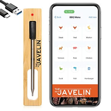The Meat Javelin - Smart Wireless Meat Thermometer | Never Under / Over Cook Your Meat! Perfect Temperature from Your Grill, Smoker, or Oven - Every Time! Simple, Never Risk ruining Your Meats Again!