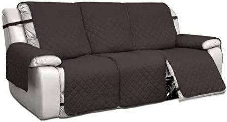 PureFit Water Resistant Reversible Sofa Covers for Reclining Sofa 3 Seat - Non Slip Split Recliner Couch Cover for 3 Cushion Couch, Washable Furniture Protector for Kid, Dog (3 Seat, Chocolate/Beige)