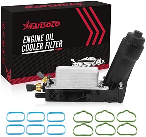 Engine Oil Cooler With Oil Filter Housing Adapter Gaskets Sensor Compatible With 2011 2012 2013 Chrysler 200 300, Dodge Charger Journey Caravan Durango, Jeep Wrangler 3.6L V6 Replaces 5184294AE