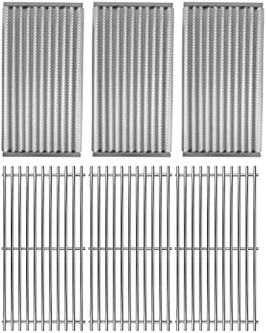 Shengyongh SS46018 (3-Pack) 17" Stainless Steel Grate and 17 1/8" Emitter Kit for Charbroil 463242516, 463242515, 466242515, 466242615, 463243016, 463367516, 463367016, 466242516, 466242616, 463346017