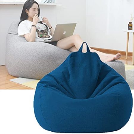 Classic Sofa Chairs Cover, Lazy Lounger Bean Bag Home SoftCozy Single Chair Durable Furniture Unfilled Lounge for Kids and Adults Toys Storage Bean Bag (39.37*47.24 in, Blue 01)
