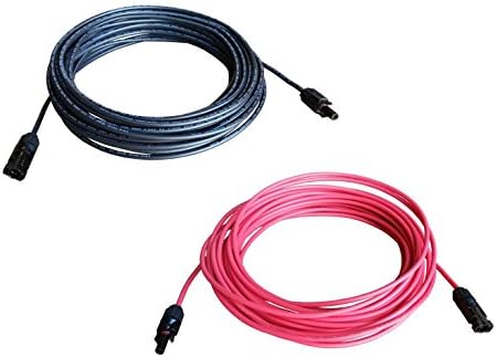 WindyNation 8 AWG 8 Gauge Pair 40 Feet Black + 40 Feet Red Solar Panel Extension Cable Wire Solar Connectors (Variety of Lengths Available)