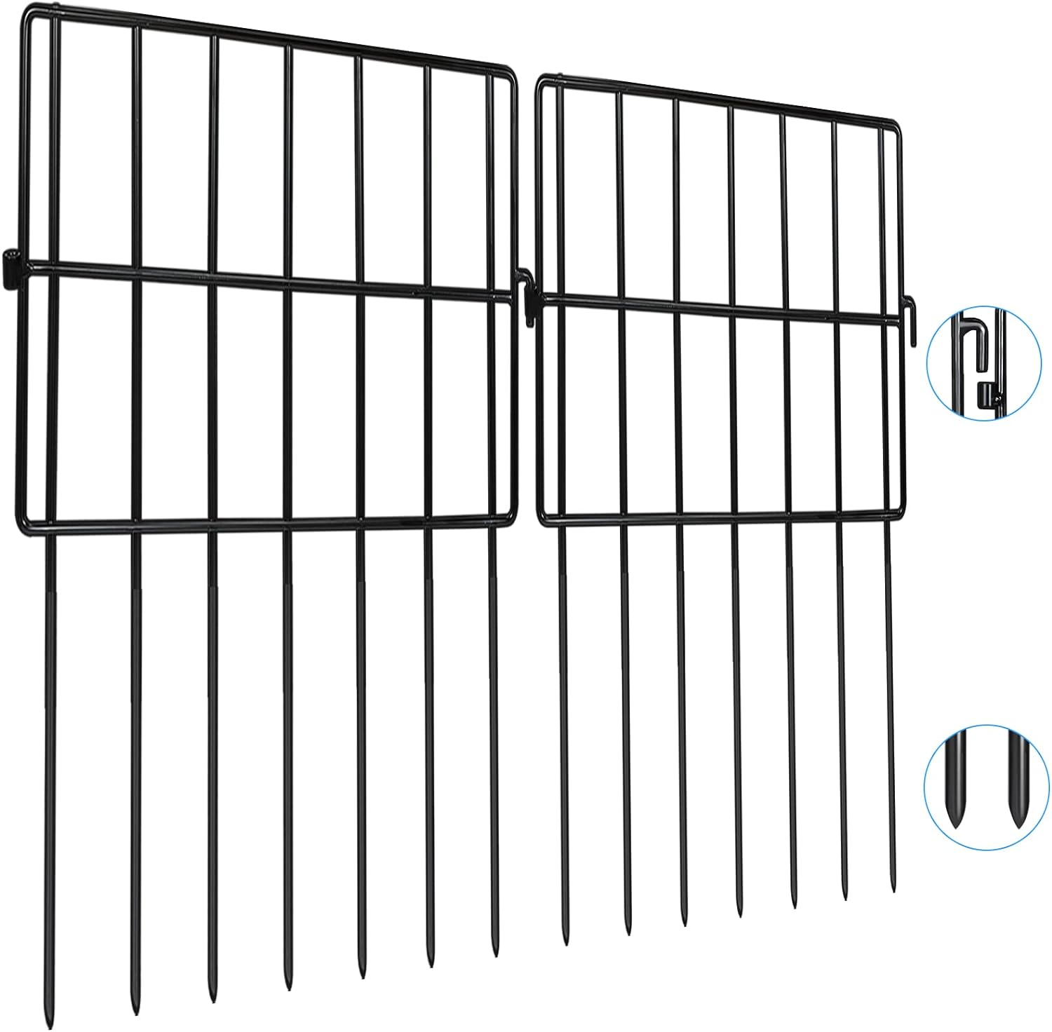 20 Pack Animal Barrier Fences, 1.5" Gap No Digging Garden Fence Panels, Metals Black Deterrent Fence for Dogs Rabbits, Decorative Fence for Outdoor Landscape Patio Total 20ft(L)×16in(H)